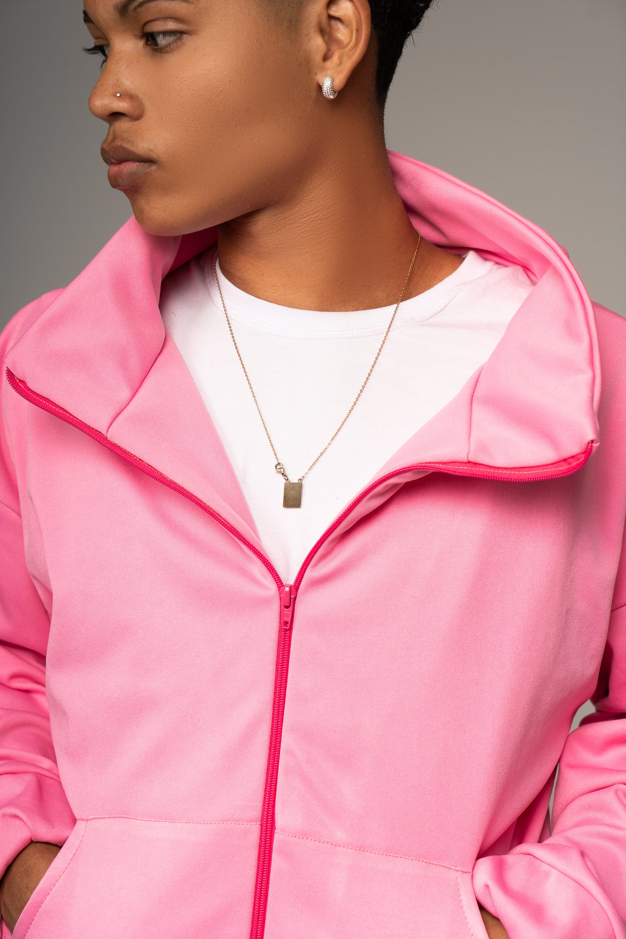 Hoodie rosa sem capuz
